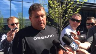 Oregon Ducks Defensive Coordinator Brady Hoke Talks After Spring Practice