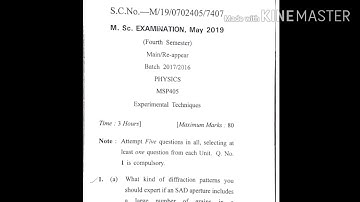 CBLU (Bhiwani University) MSC physics (Experimental Techniques) 4th sem 2019 question paper