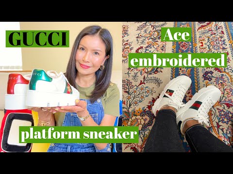 รองเท้าผ้าใบ GUCCI Ace embroidered platform sneaker | Unboxing