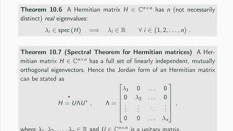Linear System Theory - 10 Hermitian matrices and positive definiteness