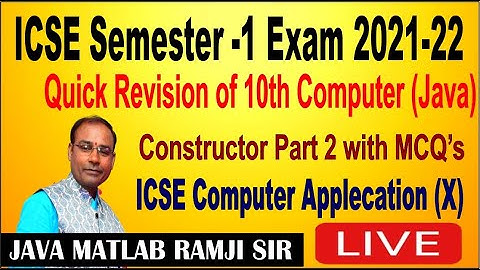 ICSE 10th Quick Revision of Constructor Part 2 MCQ