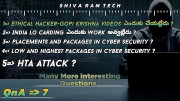 Cyber Security & Ethical Hacking QnA Episode - 7 || Shiva Ram Tech ||