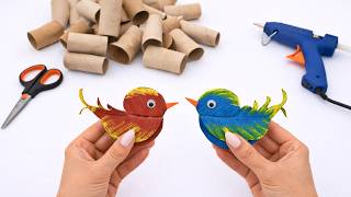 Knutselidee met wc-papierrolletjes - Leuke schommelende vogeltjes 🐦 Leuk en makkelijk doe-het-zelf idee | Stap-voor-stap handleiding