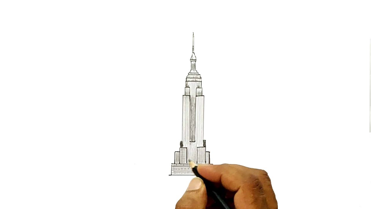 empire state building drawing steps by steps