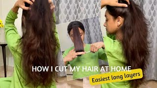 HOW I CUT MY HAIR AT HOME IN LONG LAYERS | DIY Long layers haircut | Simple layers cut for long hair