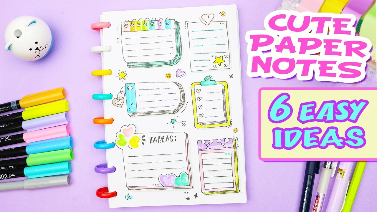 How make CUTE PAPER NOTES for your NOTEBOOK or BULLET JOURNAL - Frame Ideas