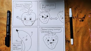 Cara Menggambar Ilustrasi Komik 8 Kolom Tema Protokol Kesehatan