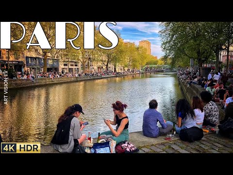 🇫🇷[PARIS 4K] WALK IN PARIS 1HOUR PARIS CANAL SAINT MARTIN WALK (4K60 FPS VERSION) 24/APRIL/2024