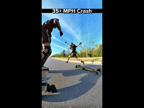 ⚠️ INJURY, Fell going 35+ Mph #electricskateboard #crash #fall #skateboarding