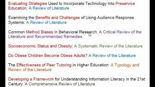 Creating title for a review of the literature