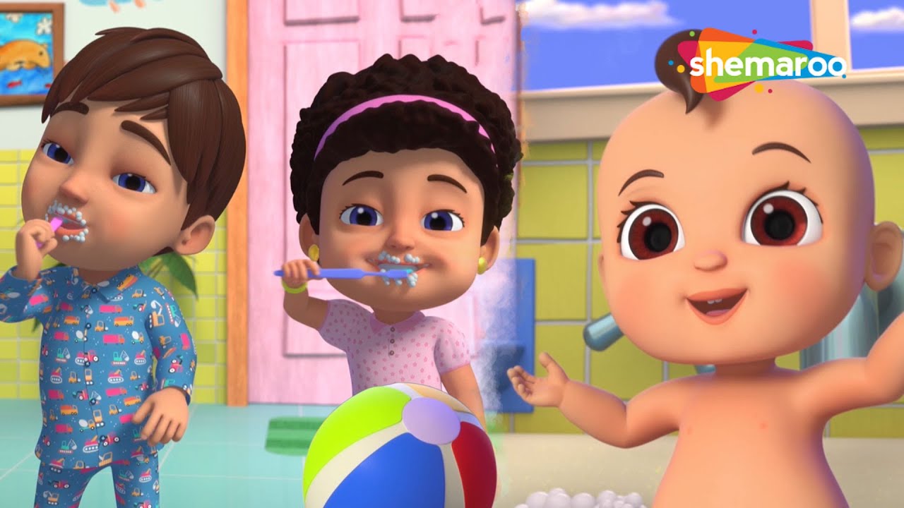 Bath Song  + Brush Brush your Teeth Rhymes  for  Kids @shemarooOrangeMango