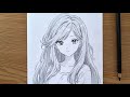 How To Draw Pretty Anime Girl || Anime Sketch Tutorial