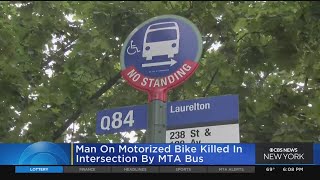 Man on motorized bike killed in intersection by MTA bus