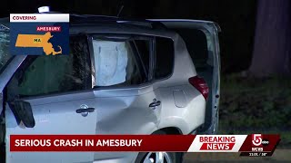 Several injured, one seriously, in Amesbury, Mass., rollover crash