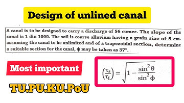 Design of Unlined Canal | avg shear stress | irrigation numerical | most asked problem