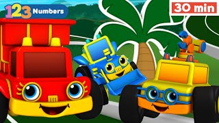 123 RACE! | Learn numbers for kids | Numbers Song | Counting 1 to 10 | Vehicles & Games for Kids