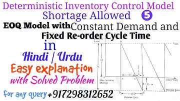 EOQ Model 2(b) With Shortage Constant Demand and Fixed Reorder Cycle Time in  Hindi/Urdu | Inventory