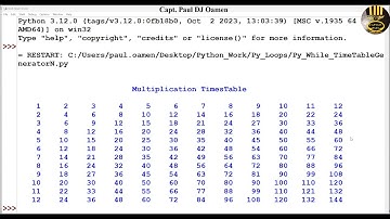 How to create a  Formatted Multiplication Timetable in Python, with a While Loop
