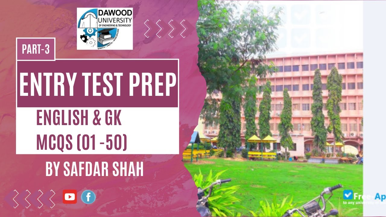 Dawood University Past Paper | Part 1 | English & GK Mcqs (01-50) |Entry test Preparation #dawood