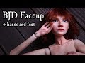 BJD Faceup process | Раскрашиваю лицо моей первой шарнирной куклы (+руки и ступни)