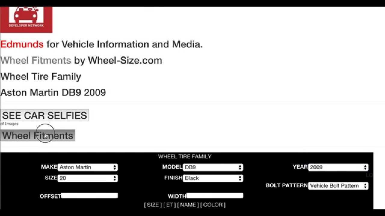 Wheel Tire Family - using Edmunds Api and Wheel-Size Api