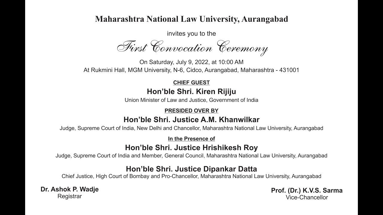 MNLUA 1st Convocation Ceremony dated 9th July, 2022 (Saturday). - YouTube