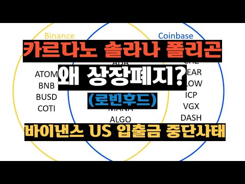   카르다노 솔라나 폴리곤 왜 상장폐지 로빈후드 바이낸스 US 입출금 중단사태