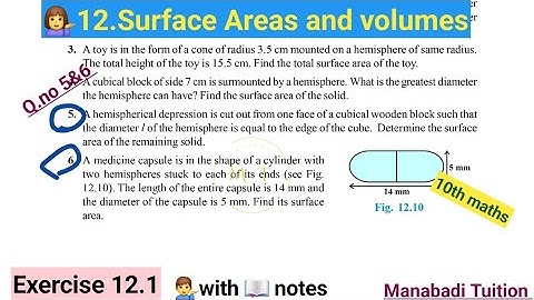 10th class math| Chapter 12| 💁Surface areas and volumes| Exercise 12.1| Q no 5&6| CBSE| with notes|