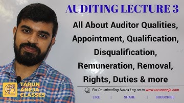 Auditor Qualities, Appointment, Qualification, Disqualification, Remuneration, Removal, Duties &more