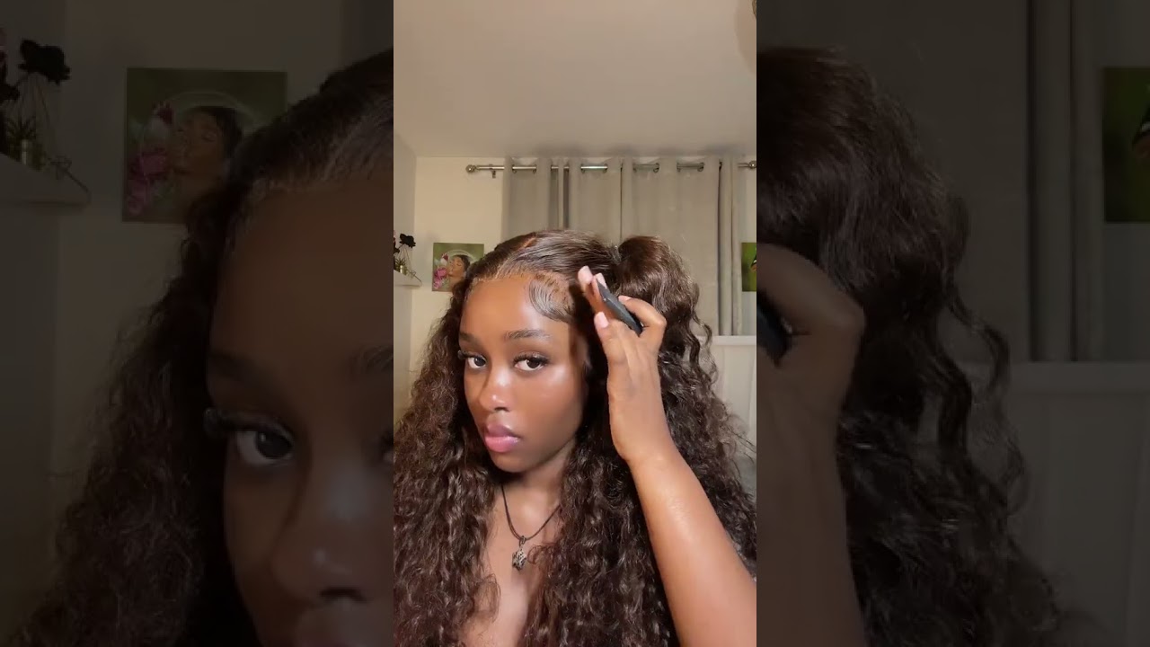 Hair Review| Chestnut Brown Deep Wave Hairstyle Tutorial |Curly Wig  
