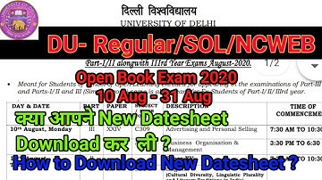 How to download New Datesheet, DU Open Book Exam 2020 Regular / SOL / NCWEB