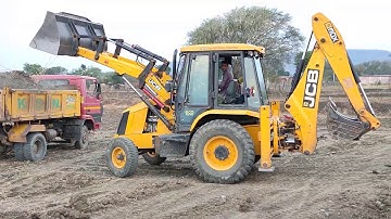 JCB Backhoe Loading Mud in Dump Truck || Village Panchayat Work || Tata Tipper Off Road JCB3dx super