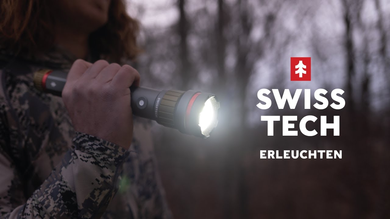 Swiss Tech 6500 Lumen LED Flashlight Rechargeable Dual Power AA