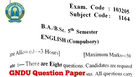 Gndu BA / Bsc 5th Semester English Compulsory Question Paper || English Question Paper 2022