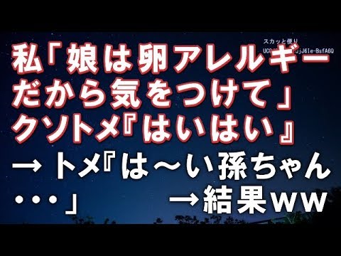 【スカッとする話】私「娘は卵アレルギーだから気をつけて」クソトメ『はいはい』 → トメ『は～い孫ちゃん・・・」　　　→結果ｗｗ【スカッと便り】