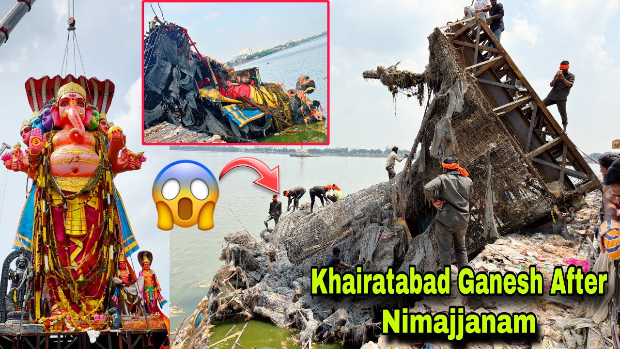 Biggest Khairatabad Ganesh after Nimajjanam 2024||Lifting from Tank bund 