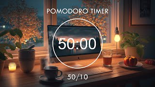 8Hour Study with me ~ Pomodoro 50/10  Peaceful Evening with a warm cup of coffee  Focus Station