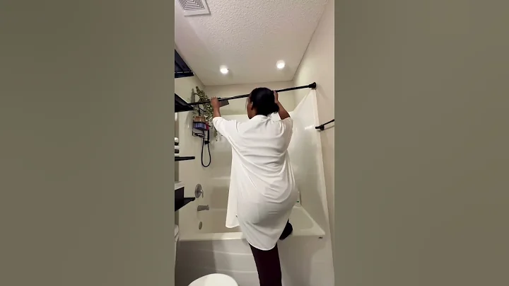 Double shower rod curtain styling with shower lights #diy #homeinterior #bathroomdesign #decor