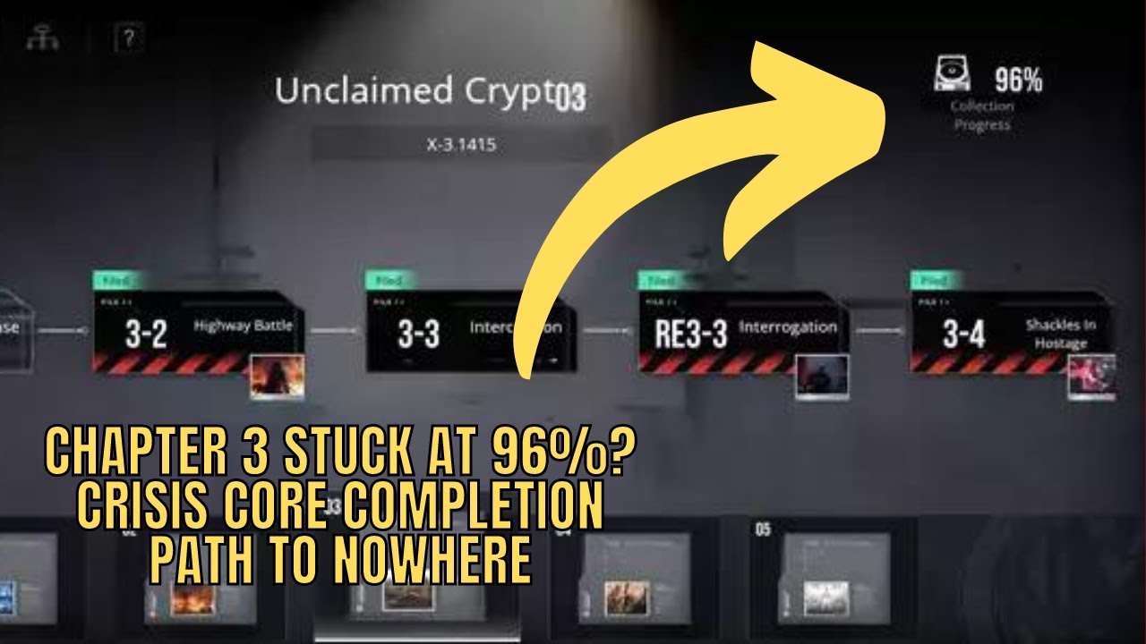 [Path to Nowhere] Guide to 100% Chapter 3 Crisis Core Completion | Stuck at 96%
