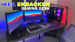 IKEA EKBACKEN Gaming Desk  + ATUMTEK Dual Monitor Arm