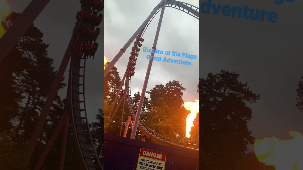 Bizarro at Six Flags Great Adventure fire slow motion YouTube