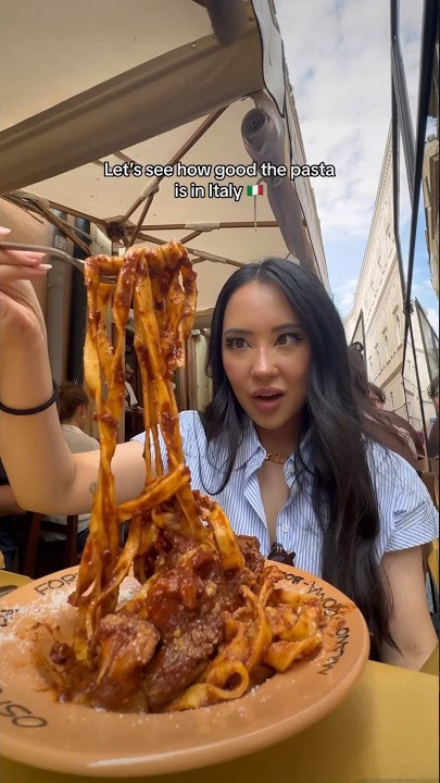 Eating pasta in Italy