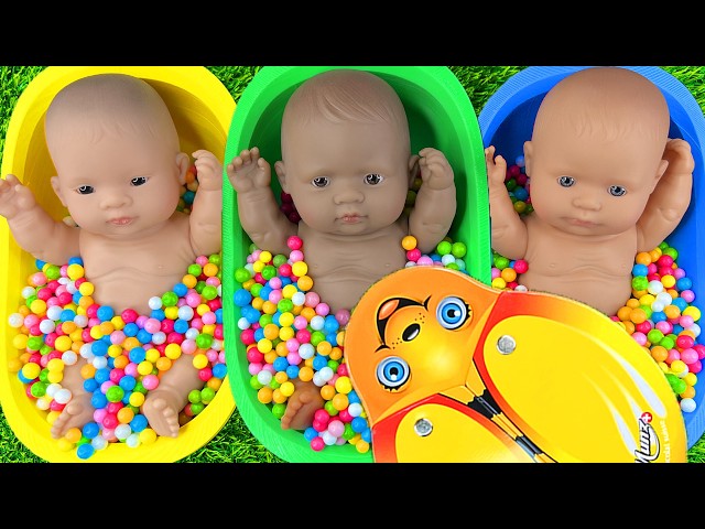 4 Minutes Satisfying with Full of 3 Rainbow BathTubs Candy with M&M's & Magic Slime Cutting Video