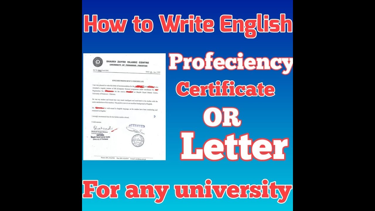 How To Write Or Make English Proficiency Letter Certificate And