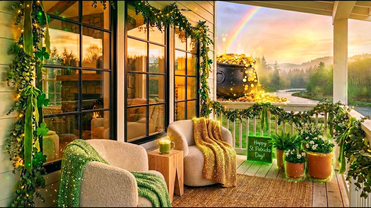 Brightest St. Patrick’s Day Ever 🍀 Gold Waterfall & Cozy Celtic Ambience