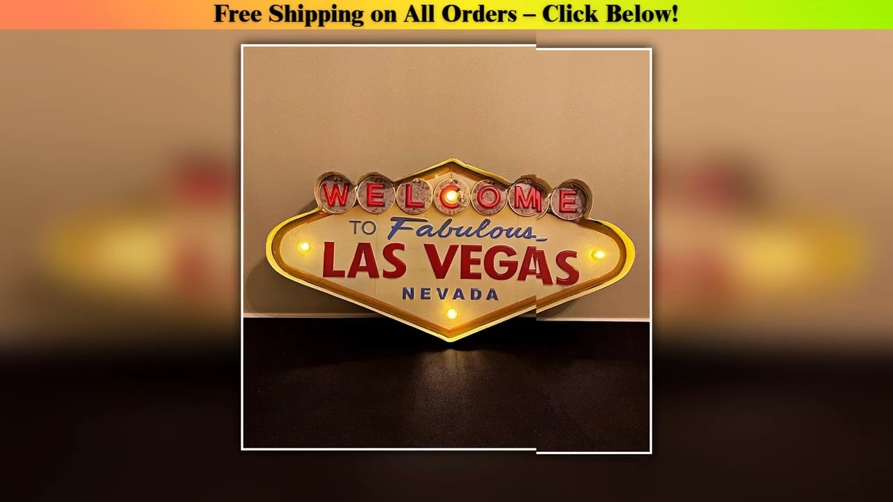 Las Vegas Retro Light Sign,50s House Decoration, Tin Sign, Vintage Style, Wall Sign, Pub, Cafe,