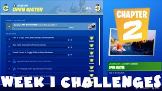 (Chapter 2) ALL Week 1 Season 1 - Open Water - Challenges Guide - Fortnite Battle Royale