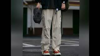 Rs 33$ Japanese Streetwear Soft Straight Cargo Pants For Men Clothing Korean Double Sided link in Ds screenshot 4