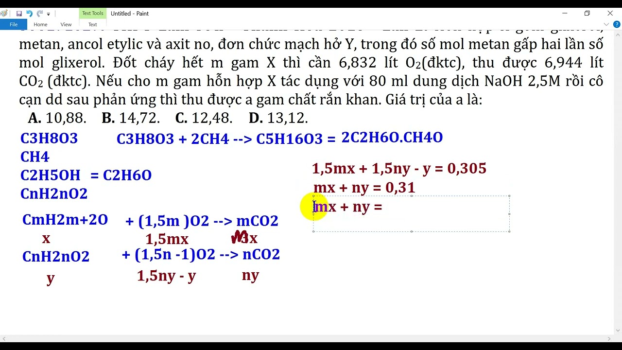 Hỗn hợp X gồm glixerol, metan, ancol etylic và axit... - youtube