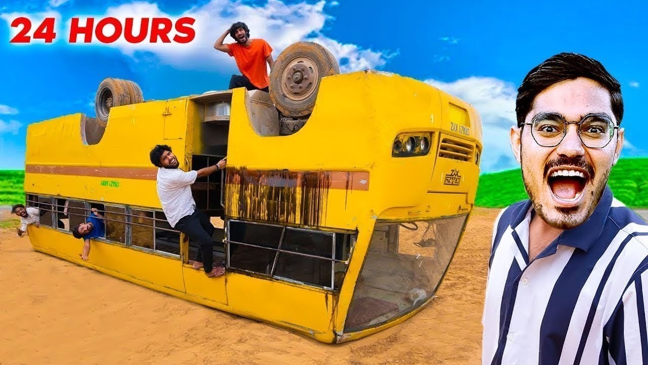 ₹100000 Flipped Bus Challenge   बस पलट गई मरते मरते बचे😭